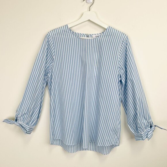 NWT Calvin Klein Striped Tie-Cuff Poplin Top Size M - Picture 4 of 15